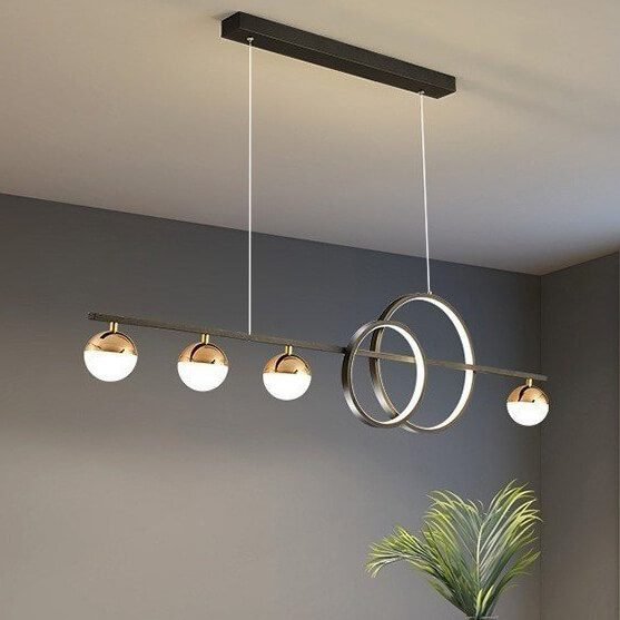 Đèn thả bàn ăn TVN719 hợp kim mạ vàng phối đen nhựa ABS trắng mờ dài 120cm