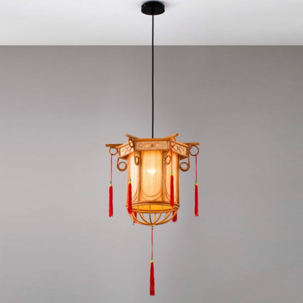 Đèn ốp trần phòng thờ TVN738 mây tre đan thủ công 25cm x cao 35cm