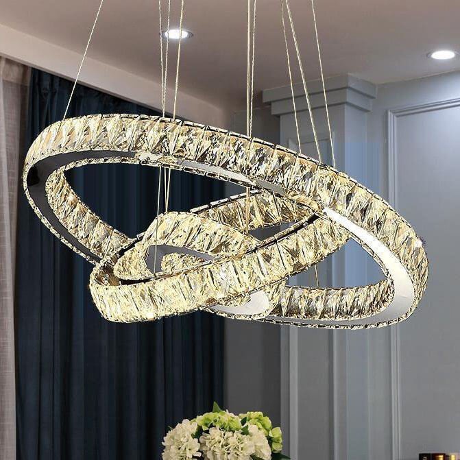 Đèn thả vòng tròn TVN813 hợp kim xi mạ màu inox pha lê K9 cao cấp