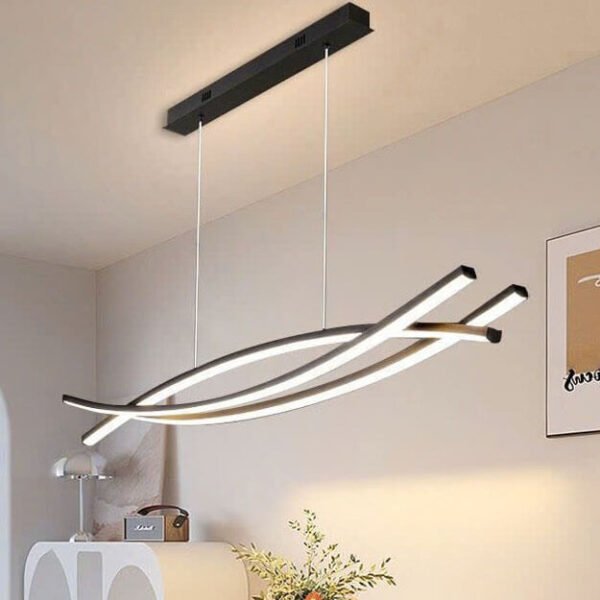Đèn thả bàn ăn TVN858 hợp kim sơn đen dài 100cm