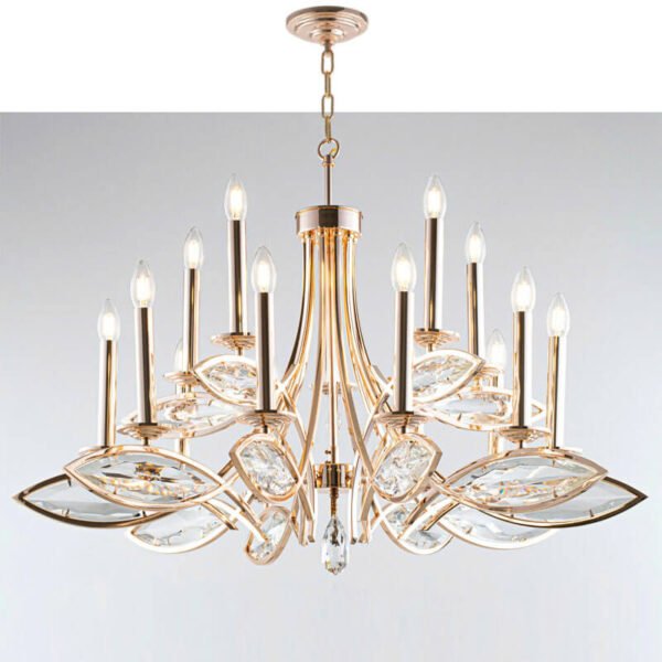Đèn thả trần phòng khách TVN889 hợp kim mạ vàng pha lê Ø90cm x cao 80cm
