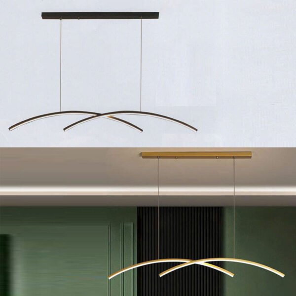 Đèn thả bàn ăn TVN918 hợp kim sơn đen vàng dài 90cm