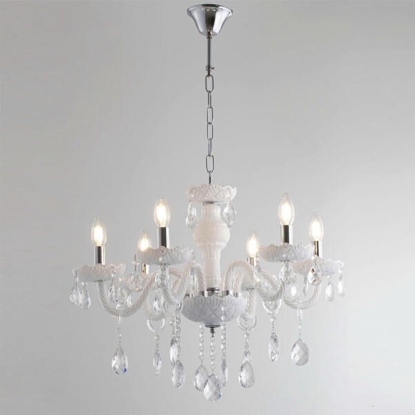 Đèn thả trần phòng khách TVN920 hợp kim inox sứ pha lê Ø55cm x cao 60cm