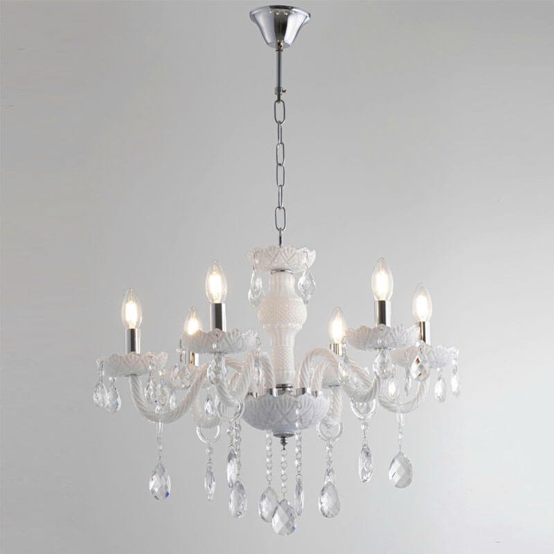Đèn thả trần phòng khách TVN920 hợp kim inox sứ pha lê Ø55cm x cao 60cm