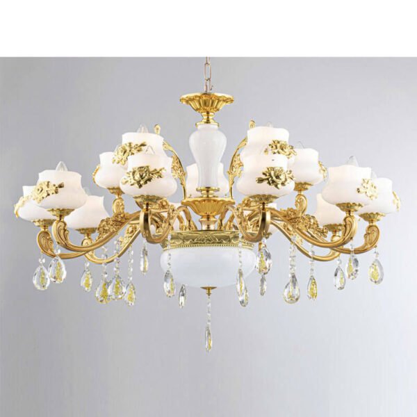 Đèn ốp trần phòng thờ TVN936 hợp kim mạ vàng kính Ø90cm x cao 85cm