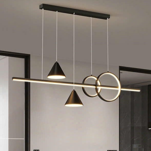 Đèn thả bàn ăn TVN947 hợp kim sơn đen dài 100cm