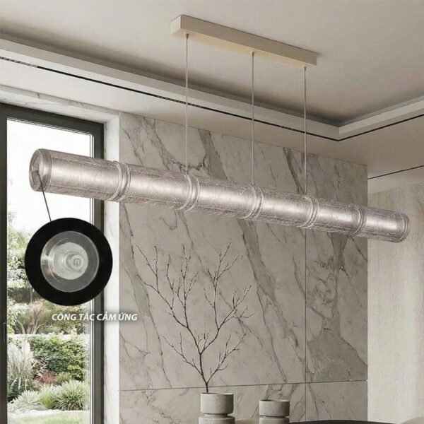 Đèn thả bàn ăn TVN981 hợp kim sơn trắng pha lê Ø10cm x cao 120cm