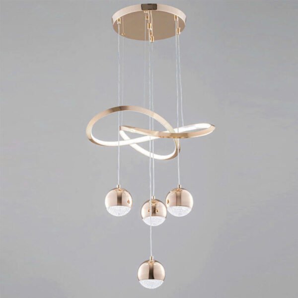 Đèn thả vòng tròn TVN986 hợp kim mạ vàng mica LED 3 chế độ Ø48cm x cao 100cm