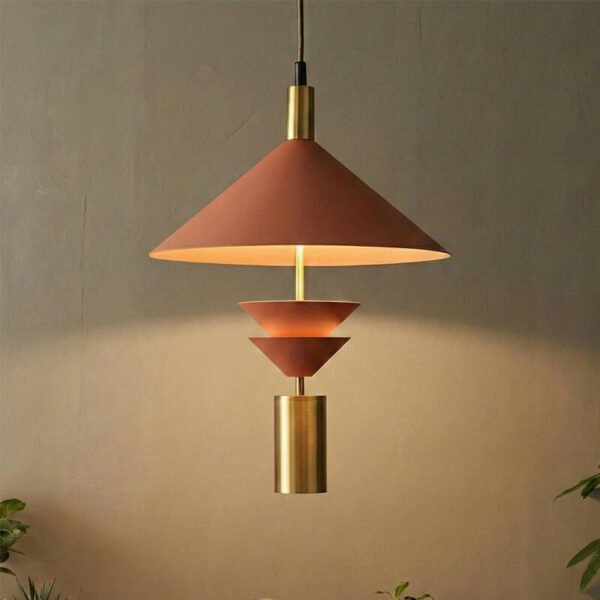 Đèn thả bàn ăn TVN992 hợp kim mạ vàng sơn cam nâu Ø35cm x cao 45cm