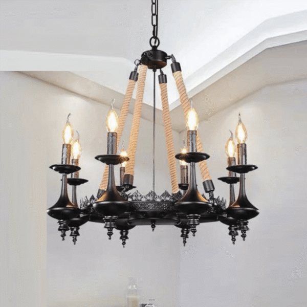 Đèn thả phòng khách TVX271 8 tay màu đen, Ø65cm
