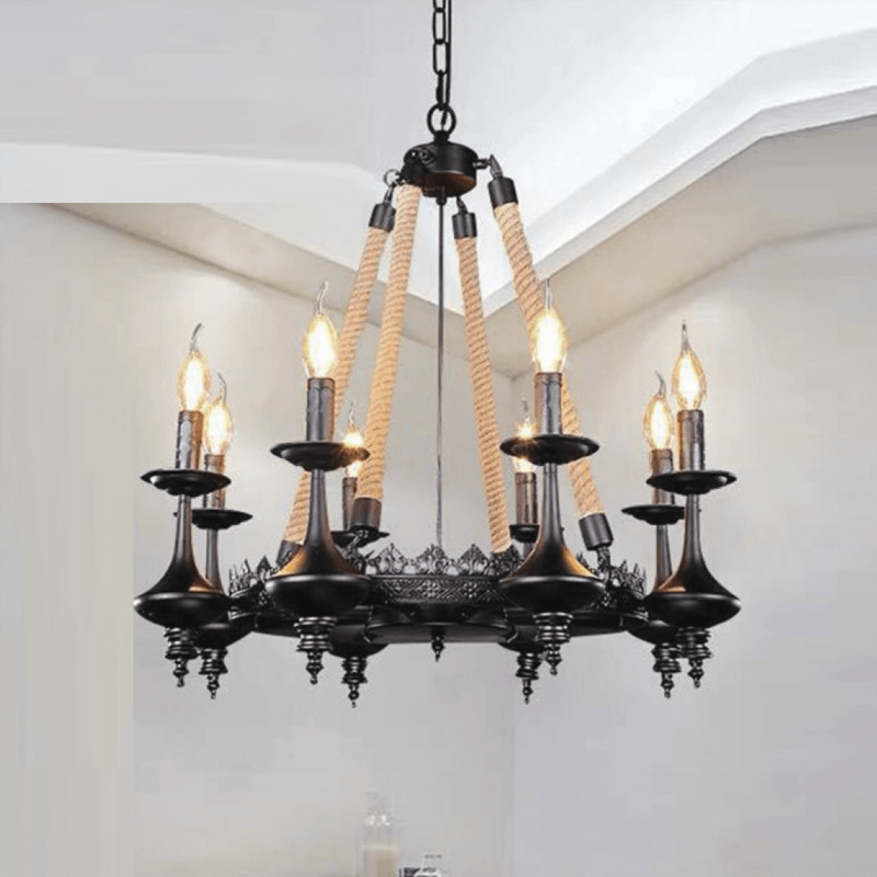 Đèn thả phòng khách TVX271 8 tay màu đen, Ø65cm