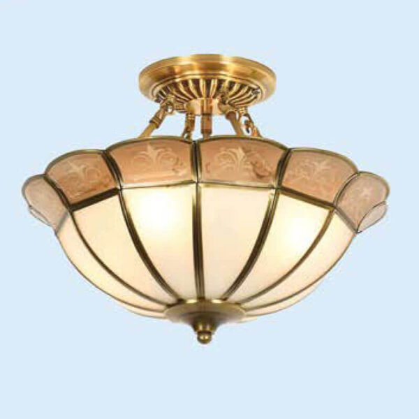 Đèn thả đồng nguyên chất TVX322 phối kính, Ø40cm