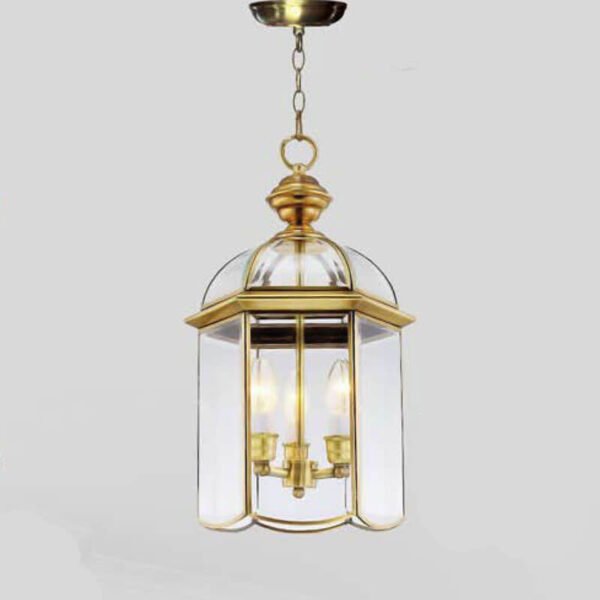 Đèn thả đồng nguyên chất TVX325 phối kính, Ø27cm