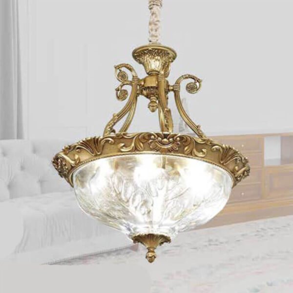 Đèn thả đồng nguyên chất TVX327 phối đá, Ø50cm