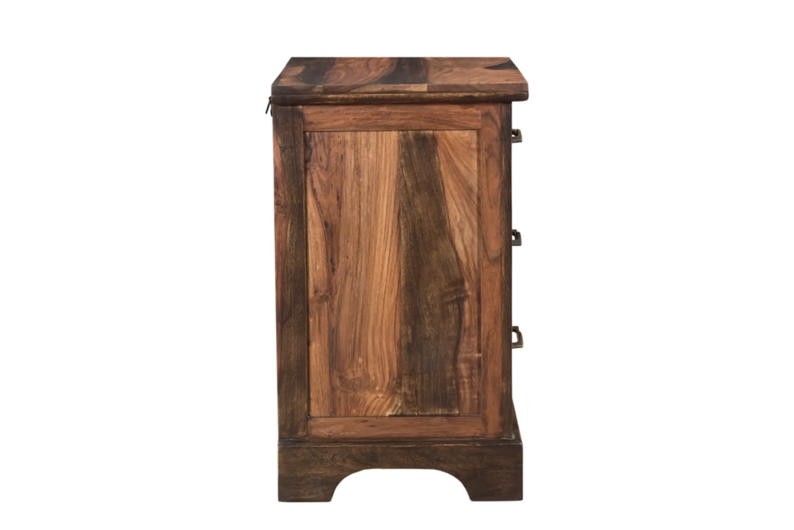 Tủ đầu giường gỗ tự nhiên 3 ngăn kéo màu nâu đậm 69cm - Ảnh 6