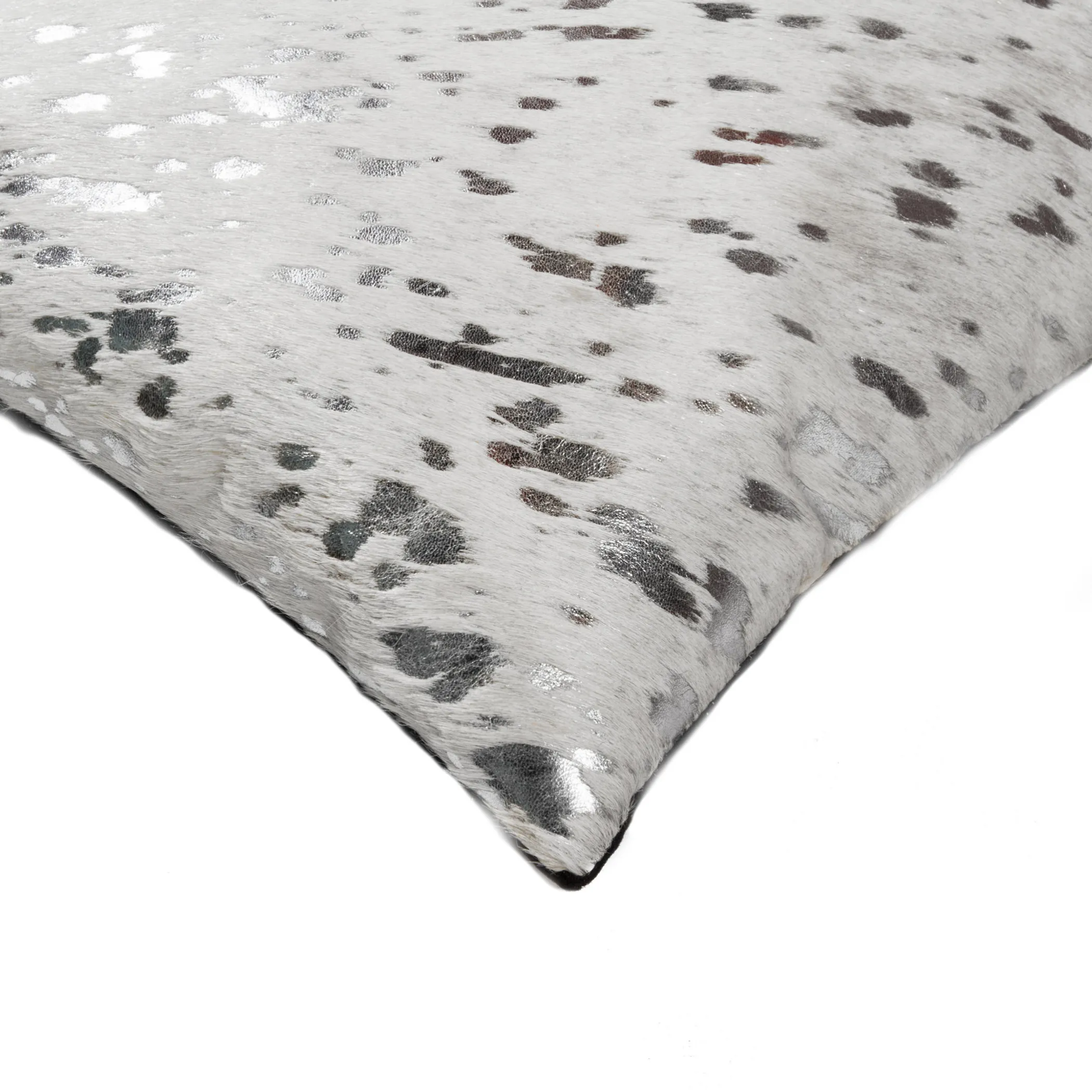 Bộ 2 gối tựa lưng da bò thật họa tiết trừu tượng xám bạc ánh nhũ 30cm x 50cm - Ảnh 3
