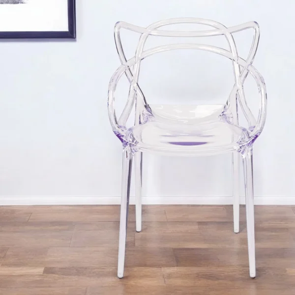 Ghế ăn có tay vịn acrylic trong suốt lưng hở
