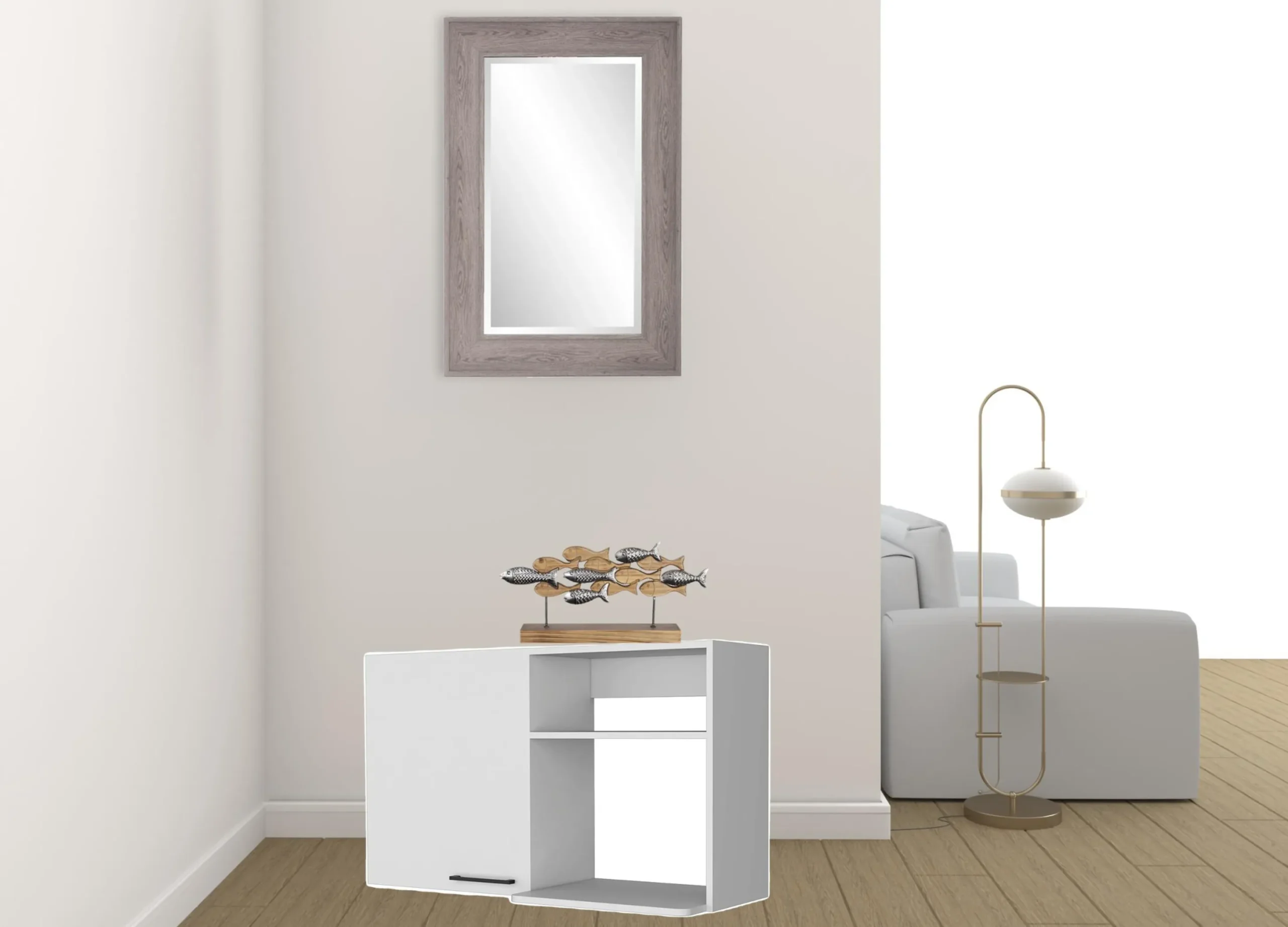 Tủ trang trí màu trắng rộng 99cm với hai kệ - Ảnh 2