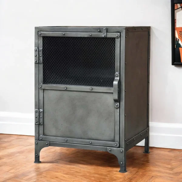 Tủ trang trí kim loại màu bạc 2 ngăn rộng 51cm