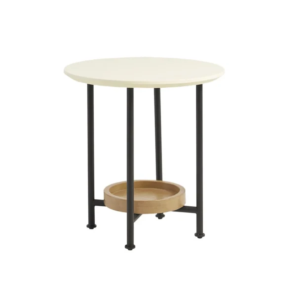 Bàn góc Madison Park Beaumont dáng bầu dục, gỗ trắng tự nhiên chân kim loại đen