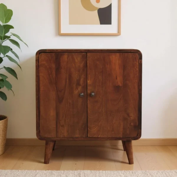 Tủ trang trí gỗ xoài đặc hai cánh cao 65cm màu nâu