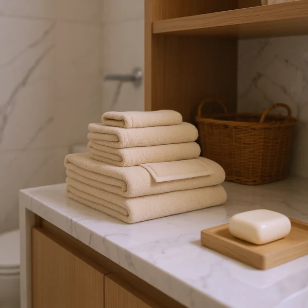 Bộ 6 khăn cotton terry nhanh khô màu be