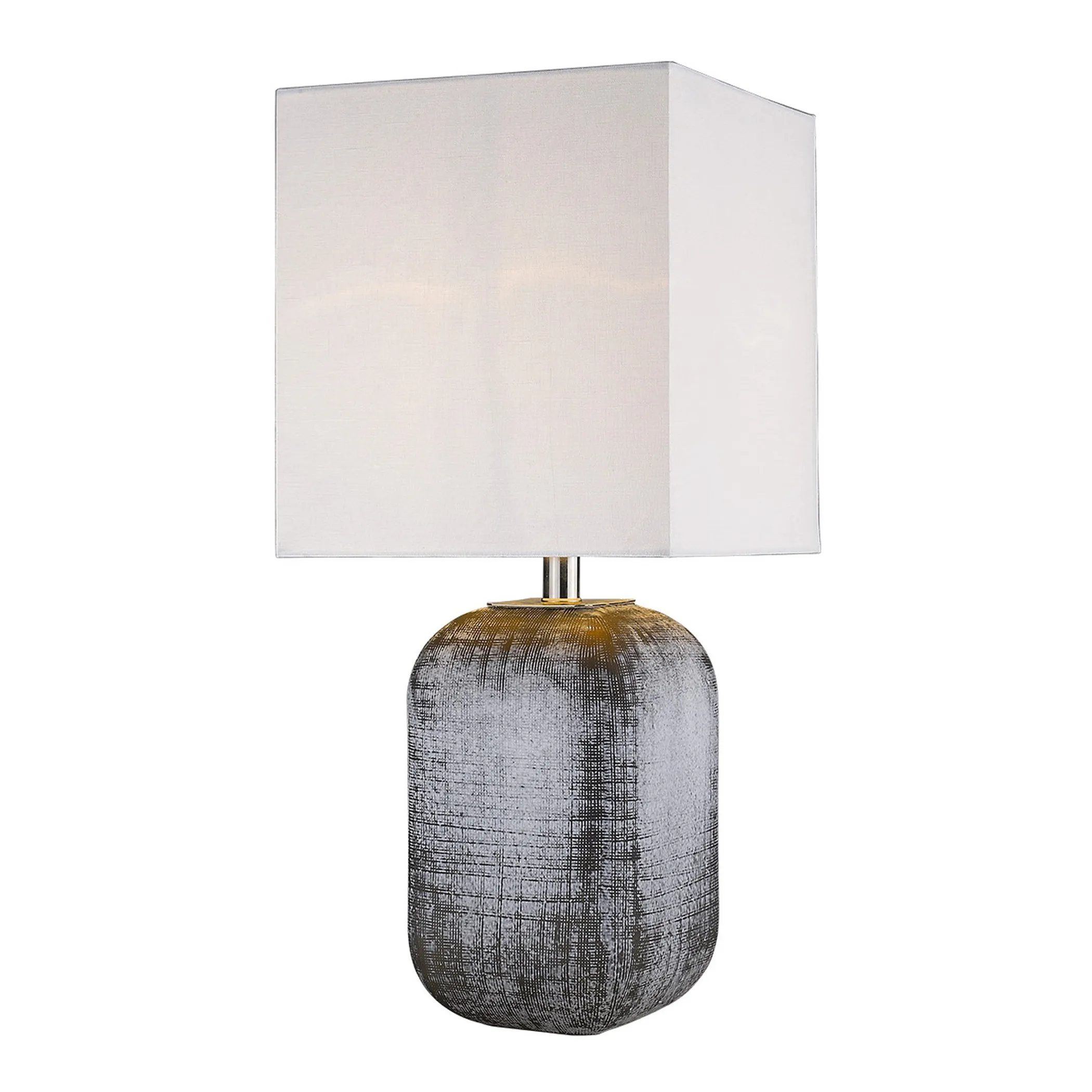 Đèn bàn gốm màu xanh và xám 63,5cm chụp vuông màu trắng - Ảnh 3
