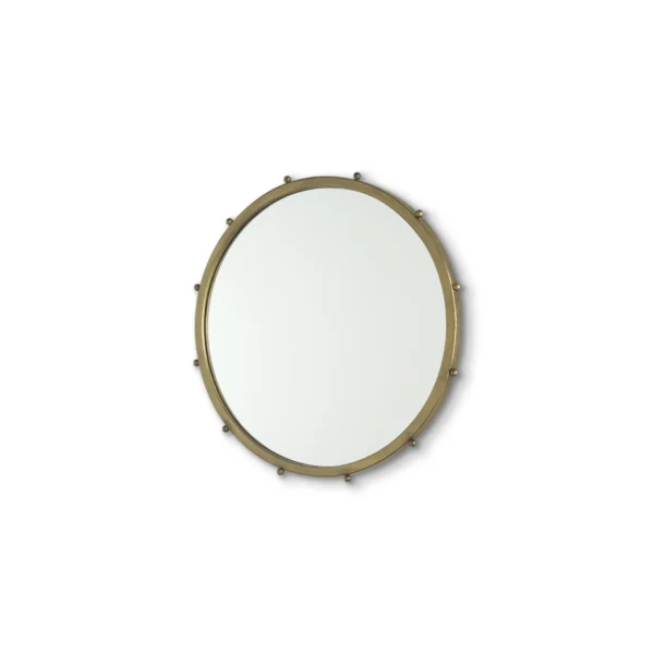 Gương tròn trang trí khung kim loại vàng đính hạt 64cm