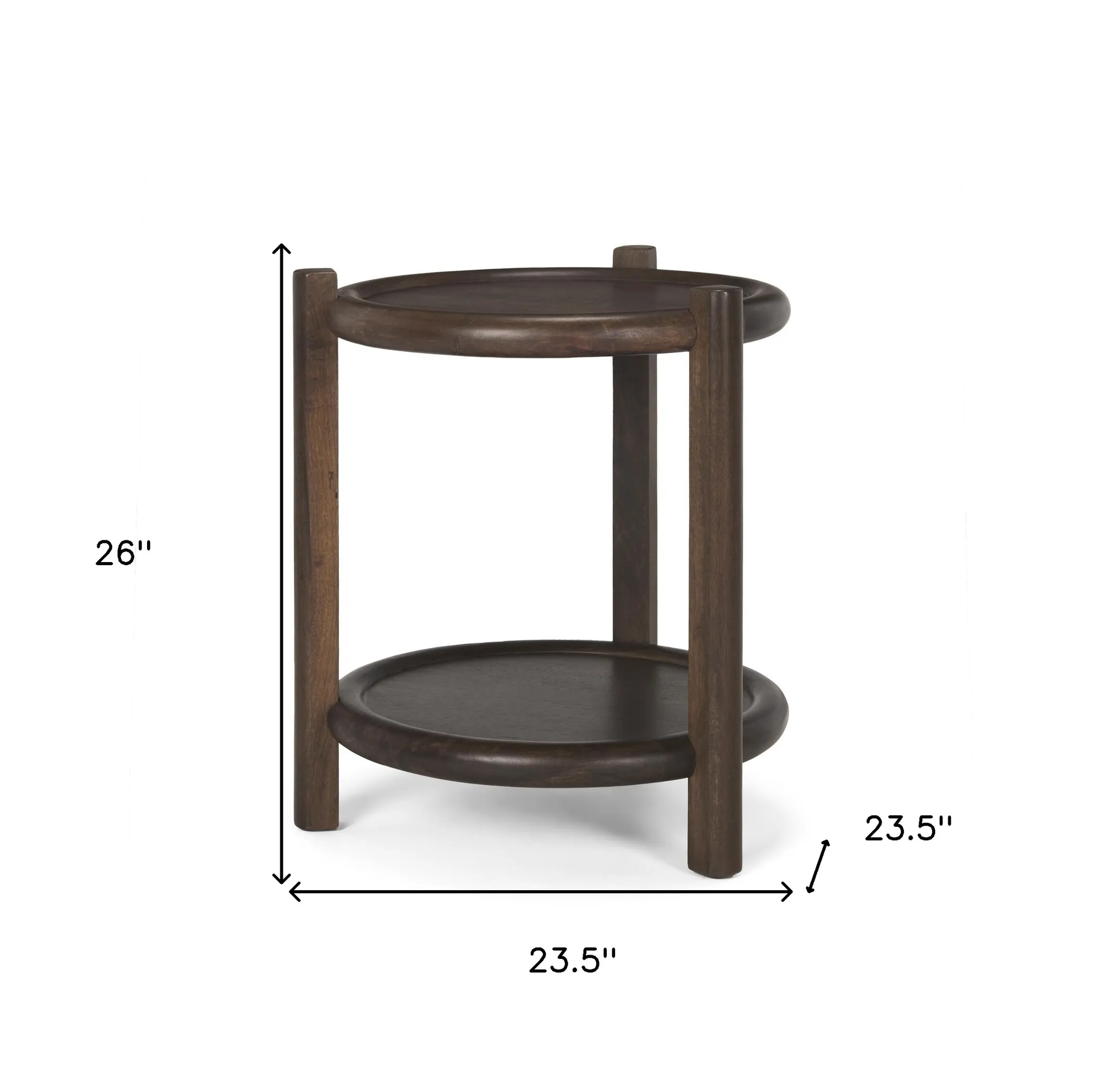 Bàn khay gỗ tự nhiên màu nâu đậm 61cm - Ảnh 5