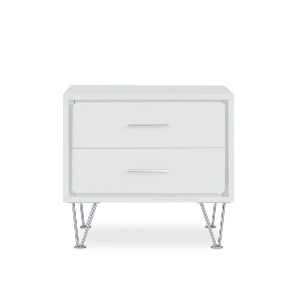 Tủ đầu giường mặt gỗ công nghiệp màu trắng chân kim loại 51cm