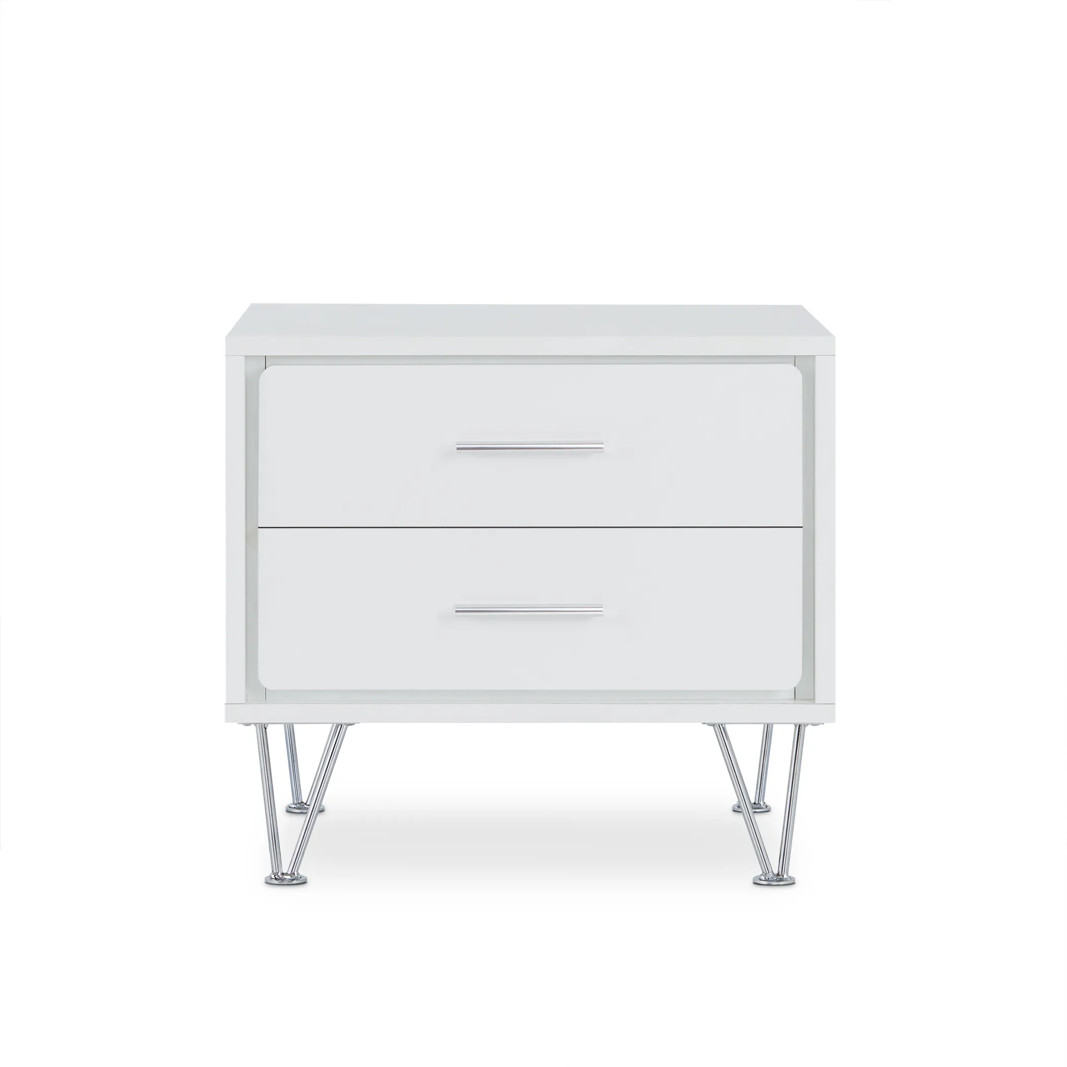 Tủ đầu giường mặt gỗ công nghiệp màu trắng chân kim loại 51cm