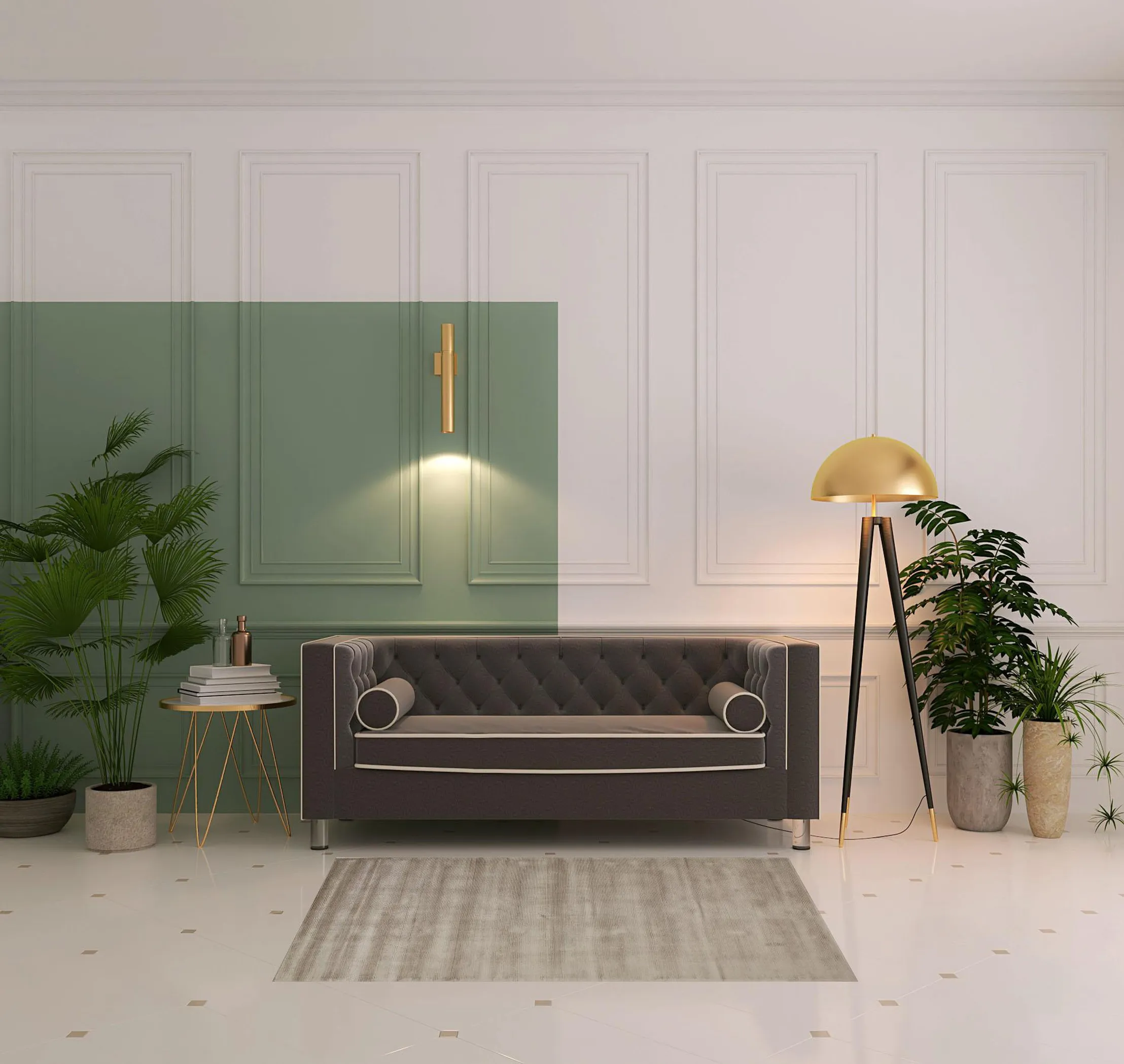 Thảm trải sàn dệt tay 1,2m x 1,8m màu kem ngà và nâu xám - Ảnh 2