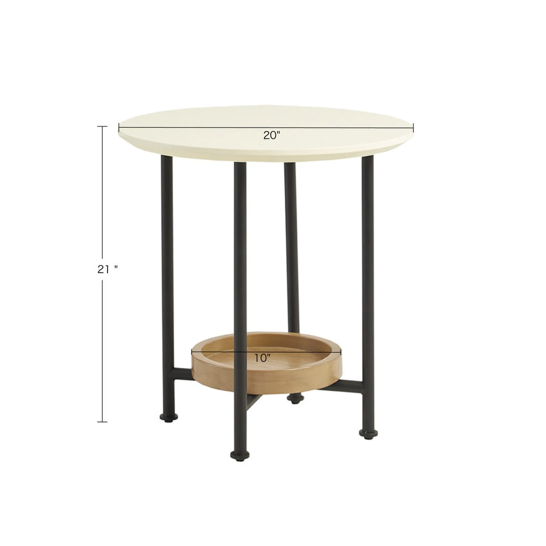 Bàn góc Madison Park Beaumont dáng bầu dục, gỗ trắng tự nhiên chân kim loại đen - Ảnh 4