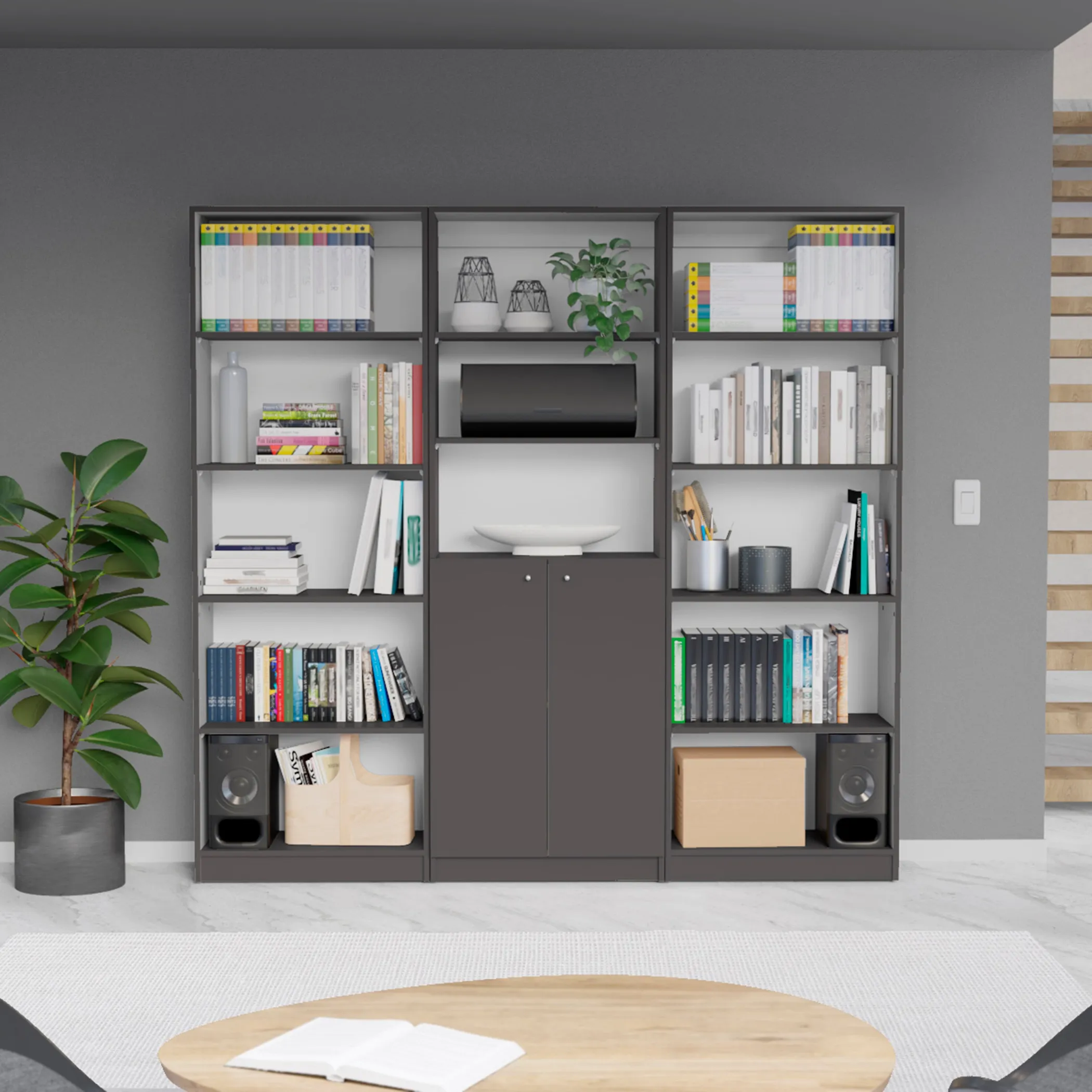 Bộ nội thất Lecanto 3 món màu trắng phối gỗ sồi sáng