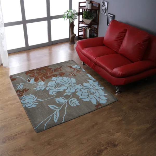 Thảm vuông len chần tay Rugsotic Carpets họa tiết hoa