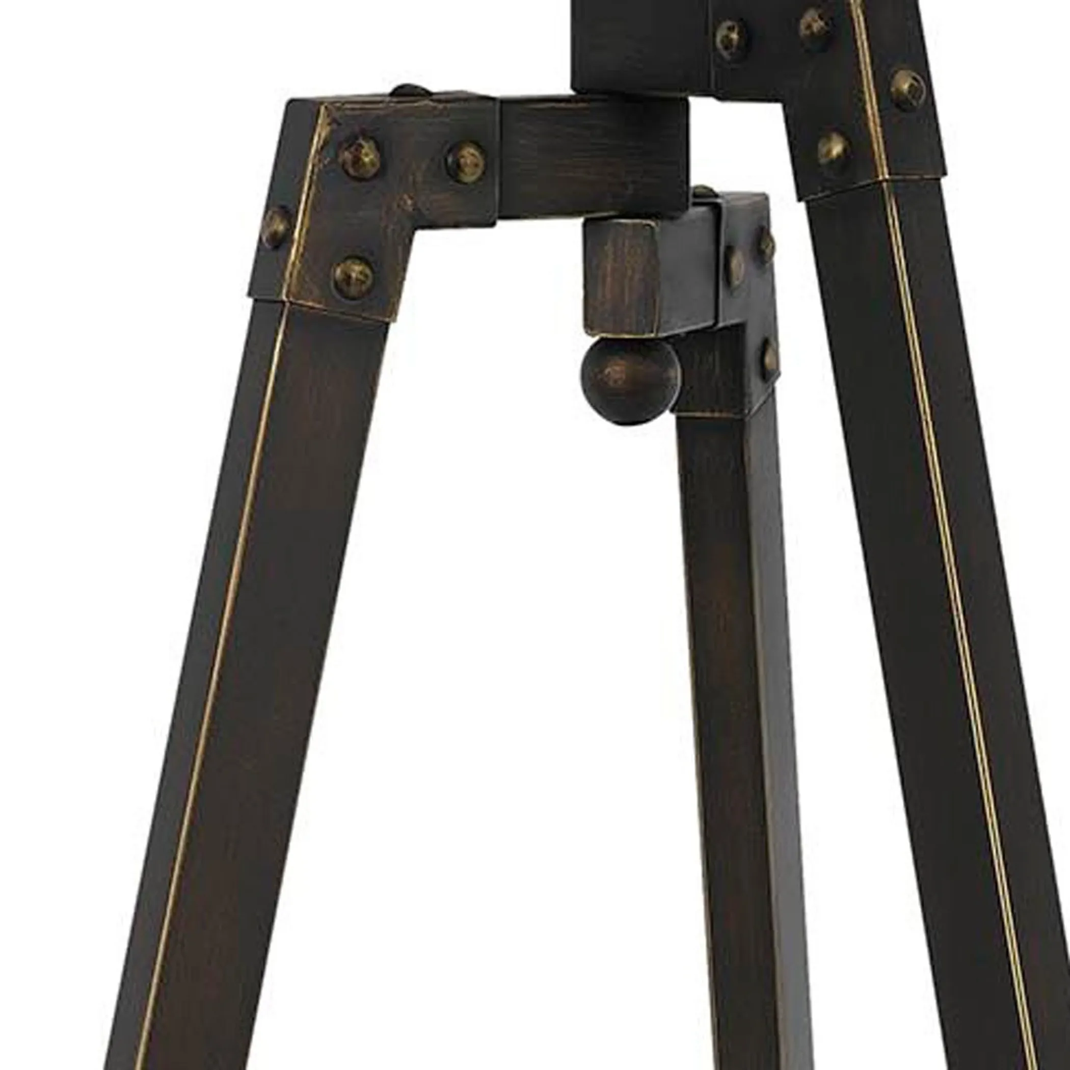Đèn bàn chân kiềng kim loại màu xám than 81cm chụp trống màu nâu vàng - Ảnh 3