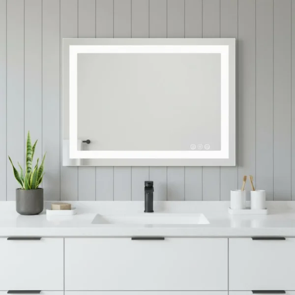 Gương phòng tắm không viền tích hợp đèn 51cm