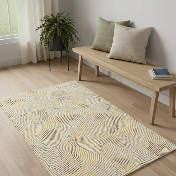 Thảm trải sàn giặt được họa tiết hình học màu be vàng nâu 60cm x 1,5m chống tia UV