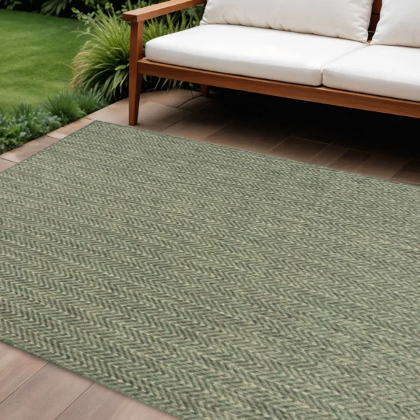 Thảm trải sàn 1,8m x 2,7m họa tiết hình học màu xanh lá