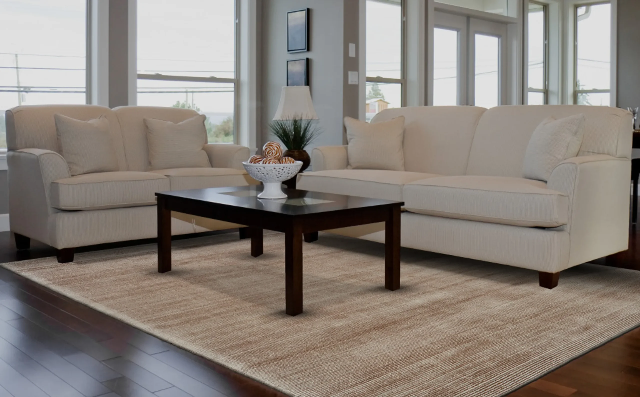 Thảm trải sàn dệt tay 1,2m x 1,8m màu kem ngà và nâu xám - Ảnh 3