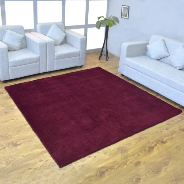 Thảm vuông dệt thắt tay pha lụa Rugsotic Carpets màu trơn
