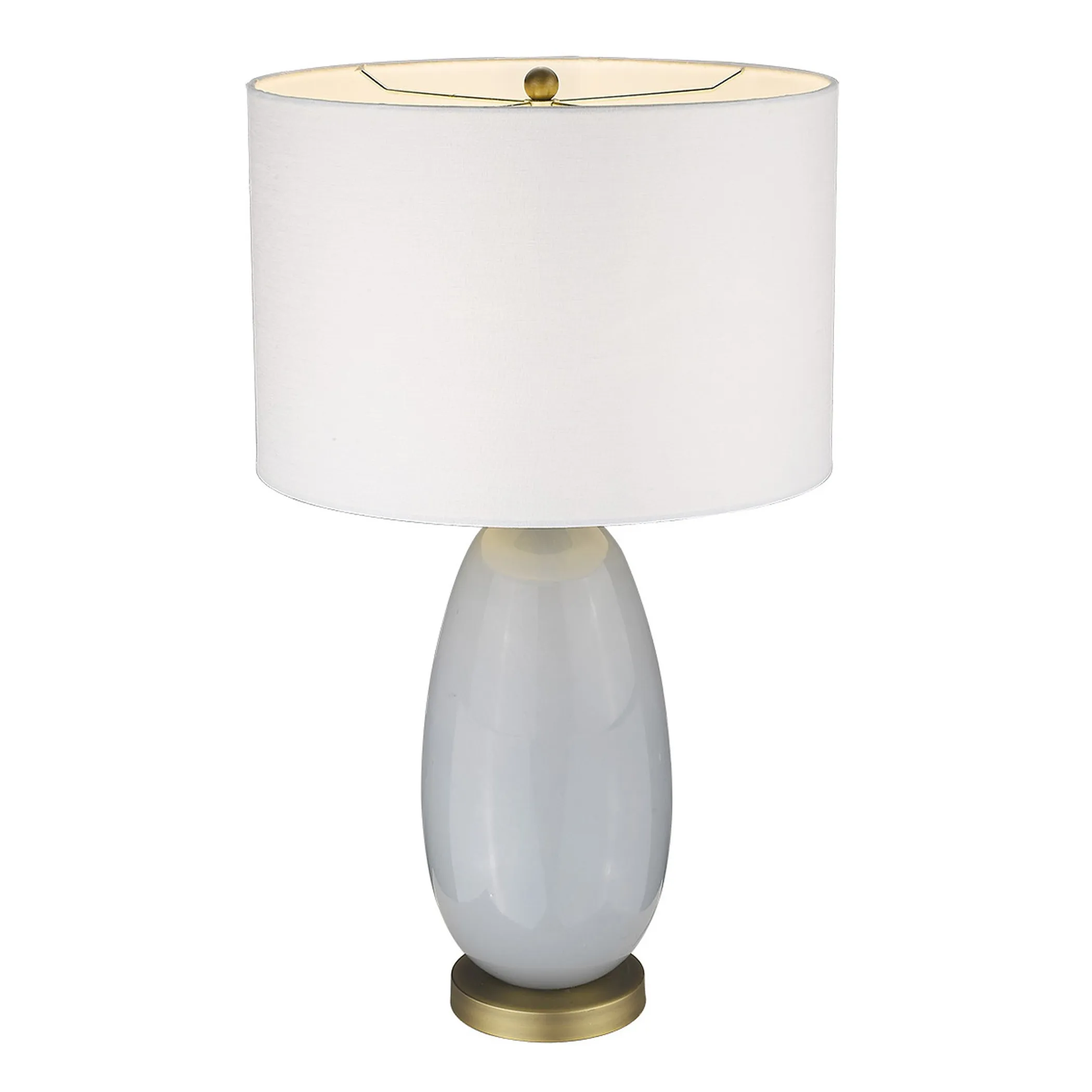 Đèn bàn thủy tinh màu xám nhạt 74cm chụp trống màu trắng - Ảnh 4