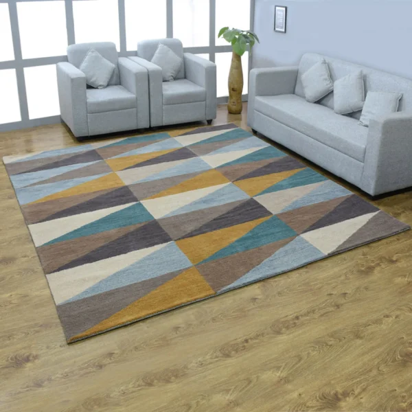 Thảm vuông len chần tay Rugsotic Carpets họa tiết hình học