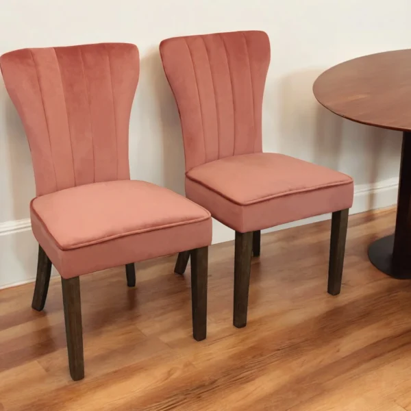 Bộ 2 ghế ăn Parsons bọc nhung hồng phấn và nâu