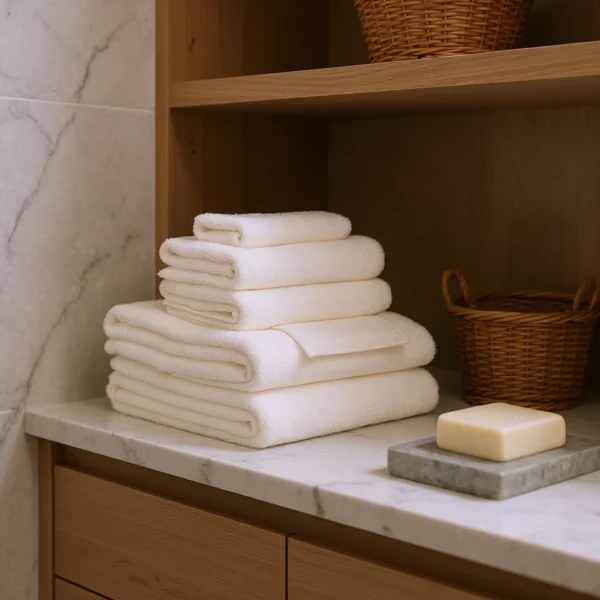Bộ 6 khăn cotton terry nhanh khô màu trắng ngà