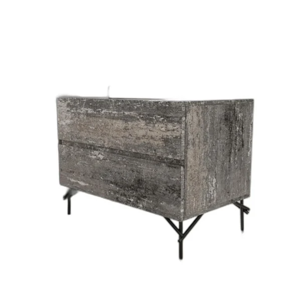 Tủ đầu giường hai ngăn kéo 53cm màu xám phong cách cũ kỹ