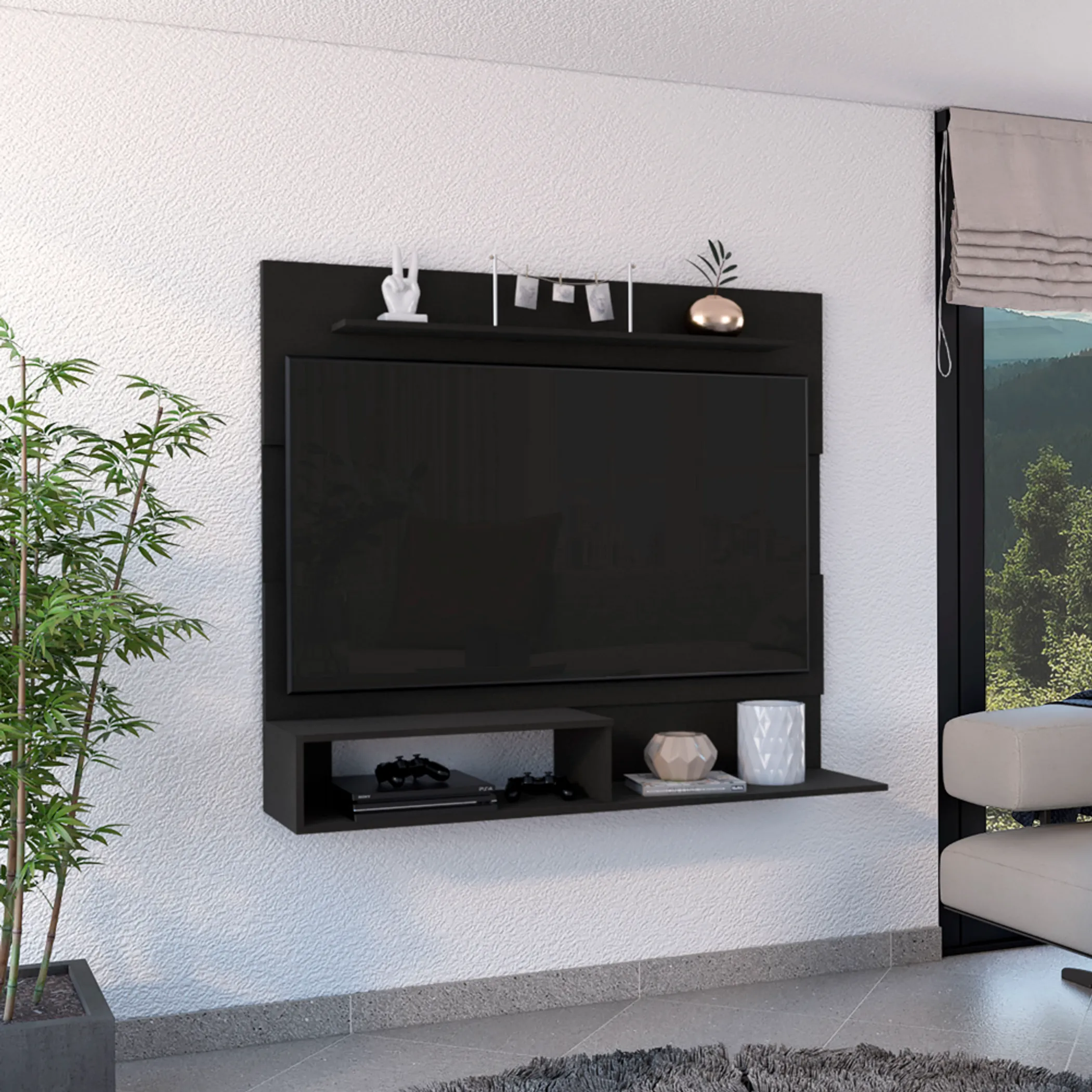 Kệ tivi treo tường Beijing 1 kệ trên và 2 tầng để đồ