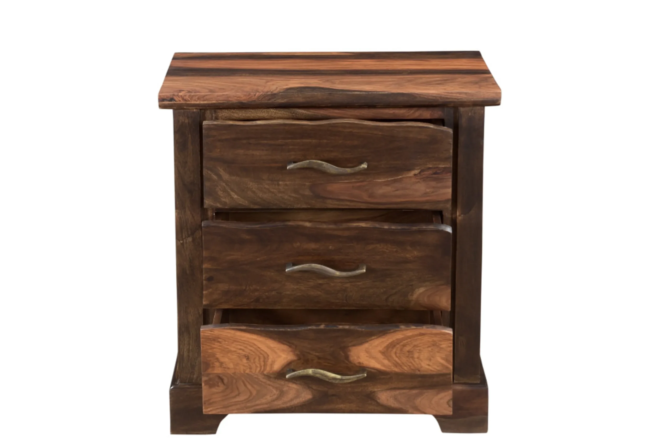 Tủ đầu giường gỗ tự nhiên 3 ngăn kéo màu nâu đậm 69cm - Ảnh 4