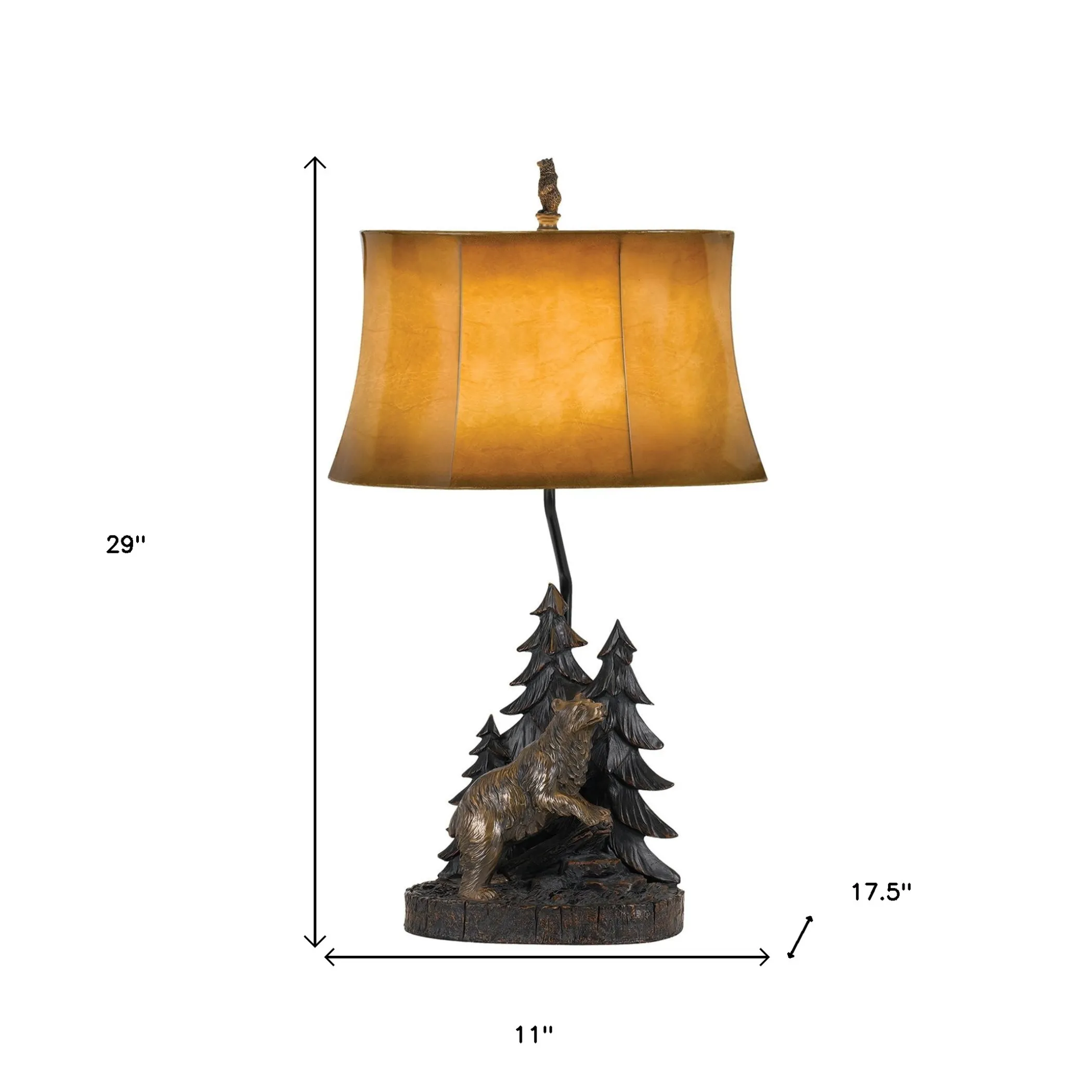 Đèn bàn tượng gấu trong rừng màu đồng 74cm chụp chuông màu nâu - Ảnh 4