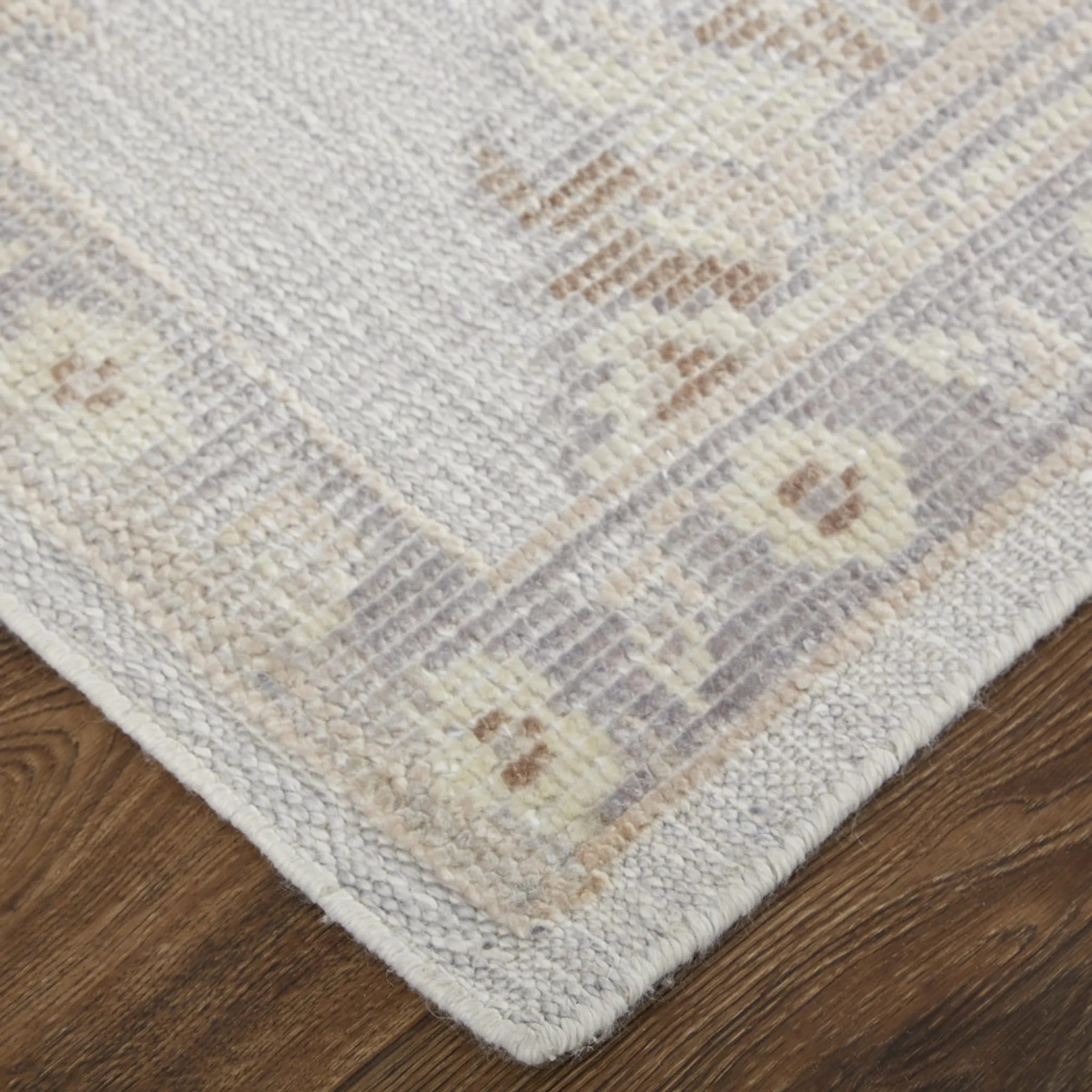 Thảm trải sàn dệt tay thủ công 1,2m x 1,8m họa tiết hoa xám ngà - Ảnh 5